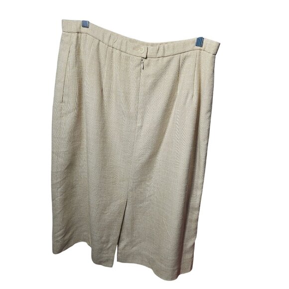 Pendleton Womens Beige Wool Blend Midi Skirt Size 12 With Back Pleat & Button Cl - Picture 2 of 7